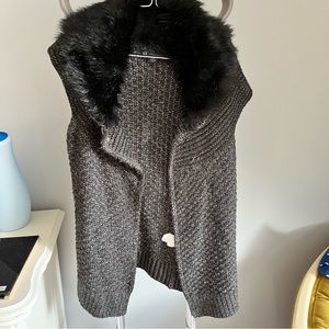 AX Armani Exchange knit sweater vest with removable faux fur collar - size small